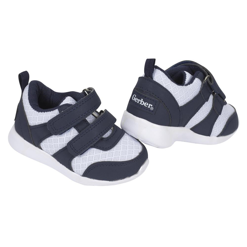 Baby Boys' Mesh Velcro Sneaker, Navy and White, view 2