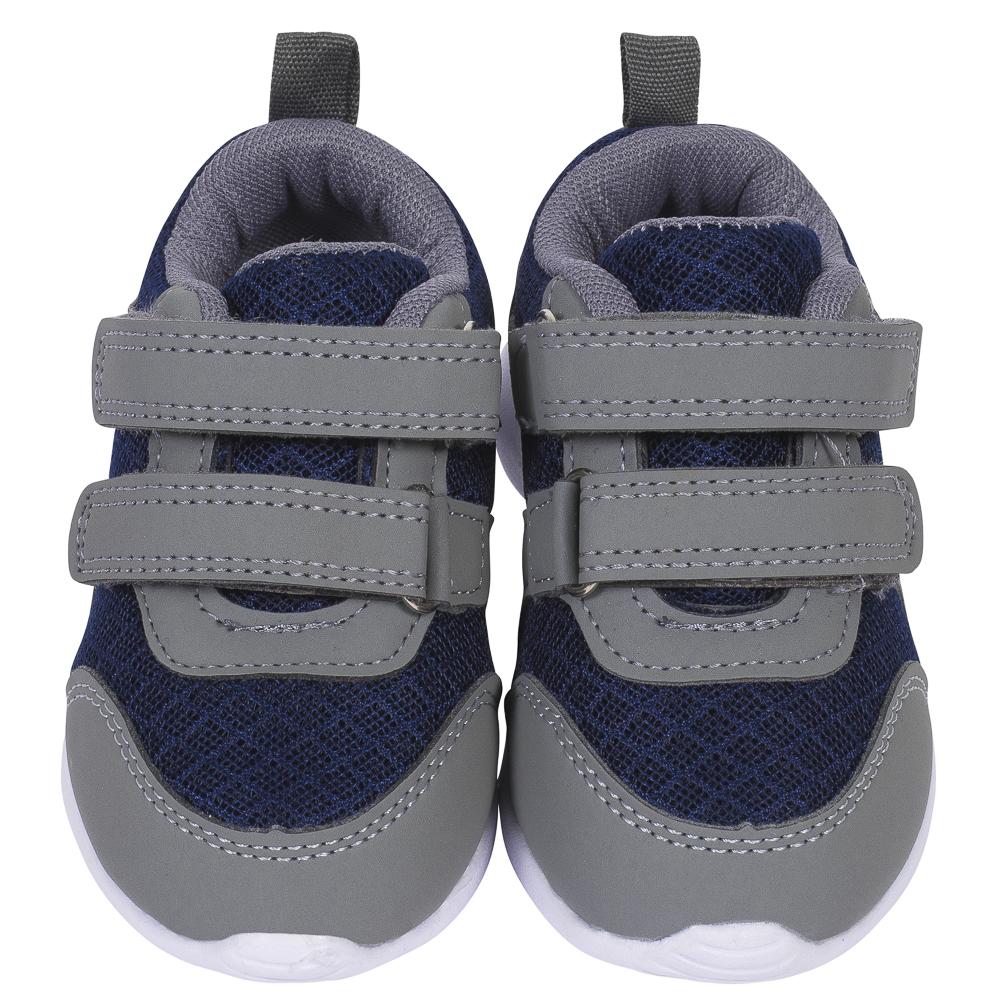 Baby Boys' Mesh Velcro Sneaker, Navy and Grey