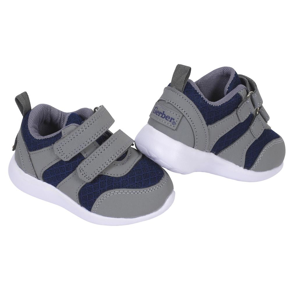 Baby Boys' Mesh Velcro Sneaker, Navy and Grey, view 2