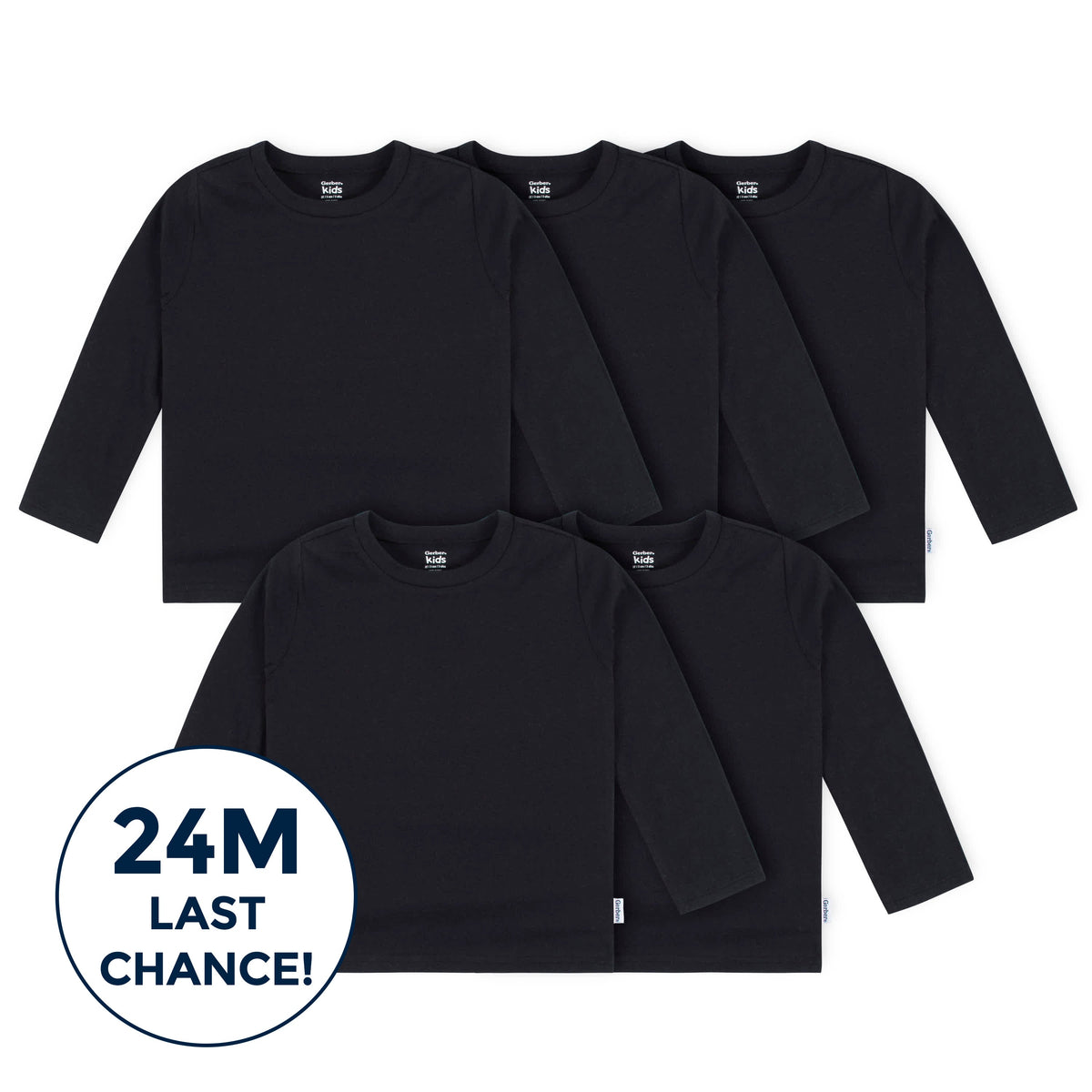 5-Pack Baby & Toddler Black Premium Long Sleeve T-Shirts