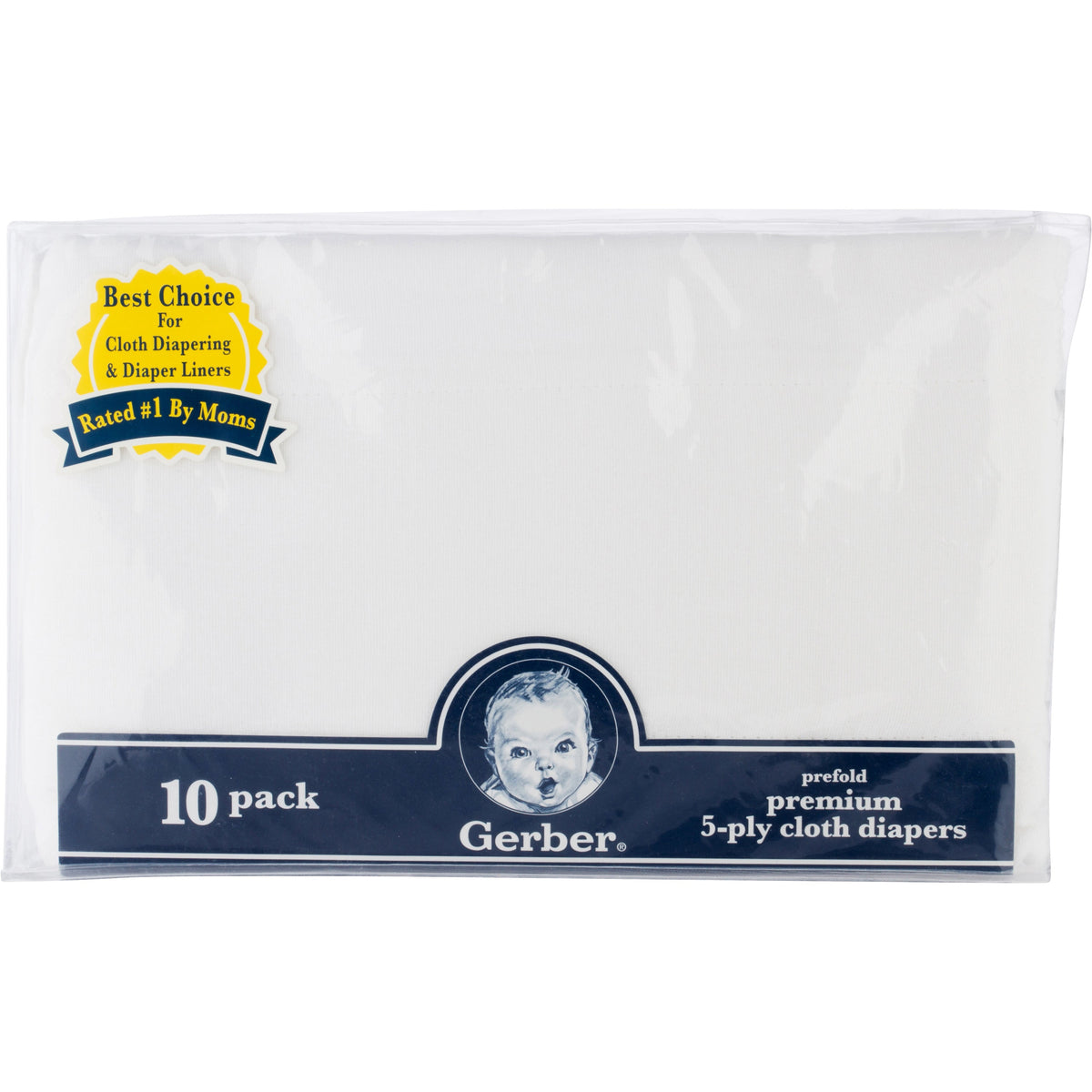 10pk White Gauze Prefold Cloth Diapers - 5-ply Center Panel, view 2