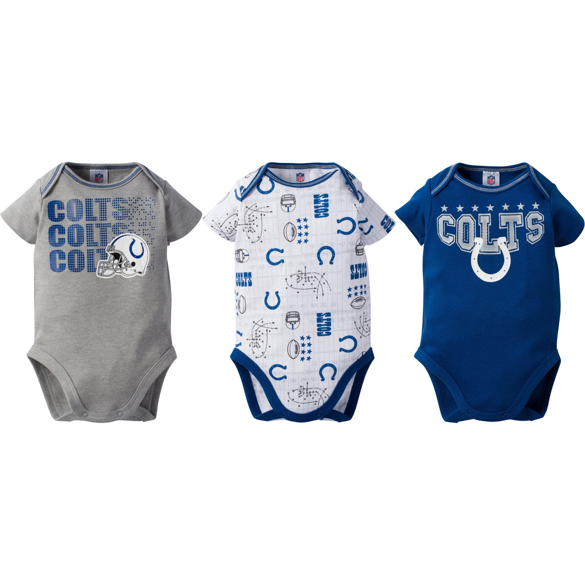 Indianapolis Colts Baby Boy 3-Pack Short Sleeve Bodysuits, view 2