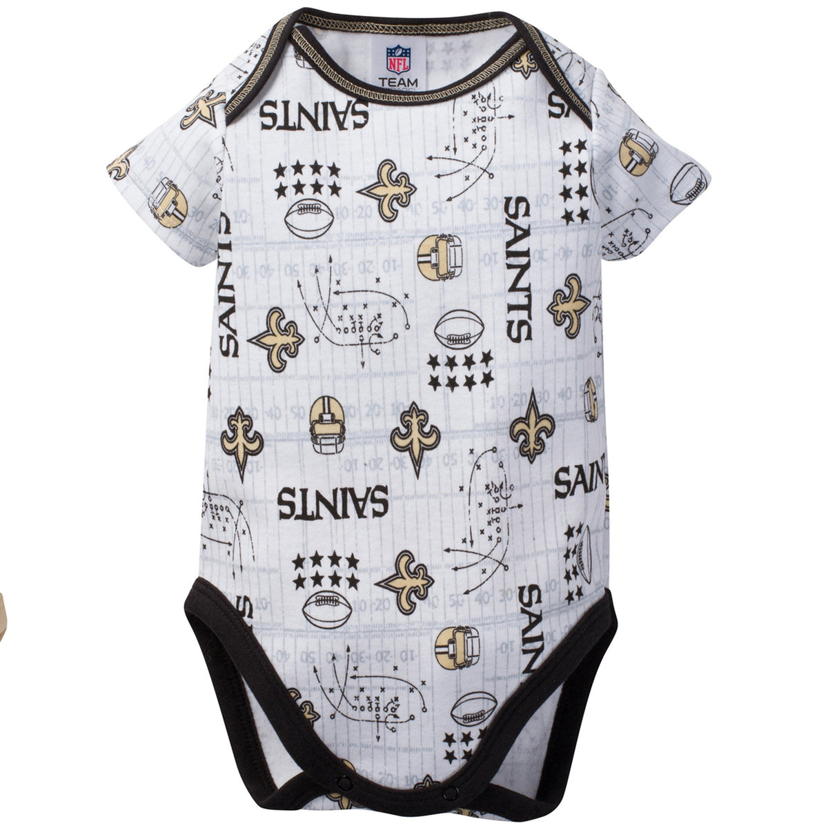 New Orleans Saints 3-Pack Infant Short Sleeve Bodysuits, view 2