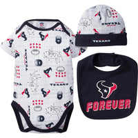 Texans Baby Boy Bodysuit, Cap and Bib Set