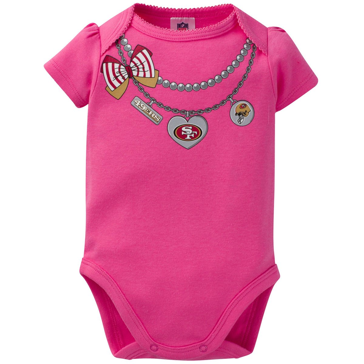 San Francisco 49ers 3-Pack Infant Girl Short Sleeve Bodysuits, view 4