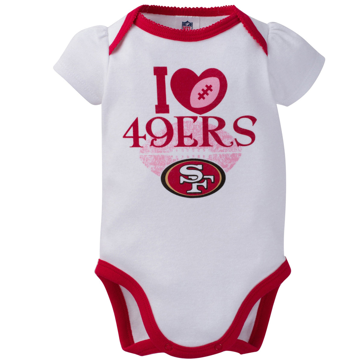 San Francisco 49ers 3-Pack Infant Girl Short Sleeve Bodysuits, view 5