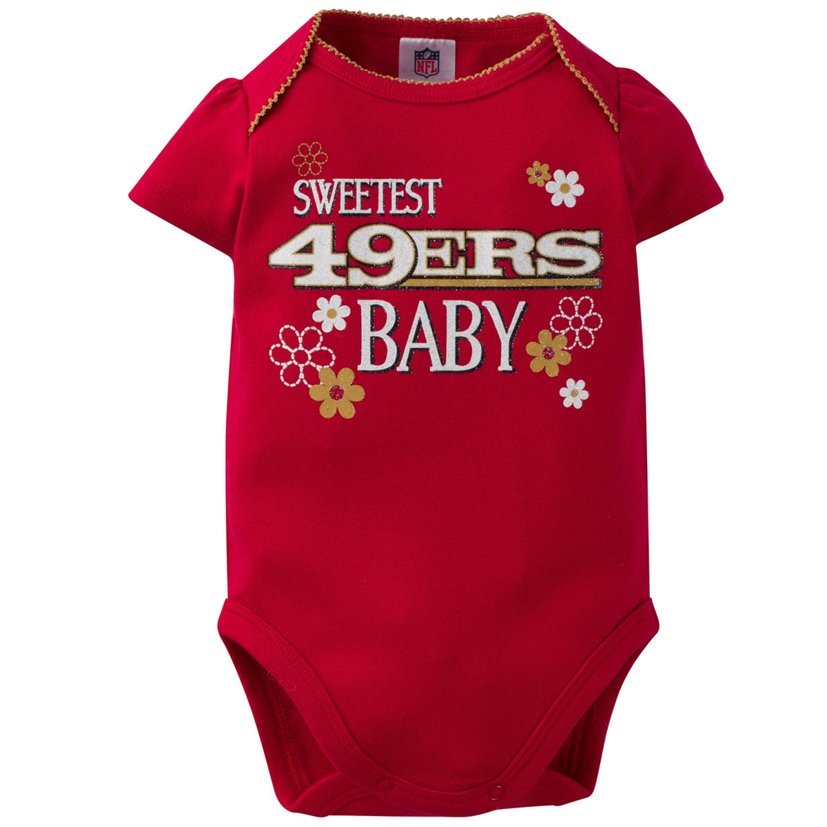 San Francisco 49ers 3-Pack Infant Girl Short Sleeve Bodysuits, view 3