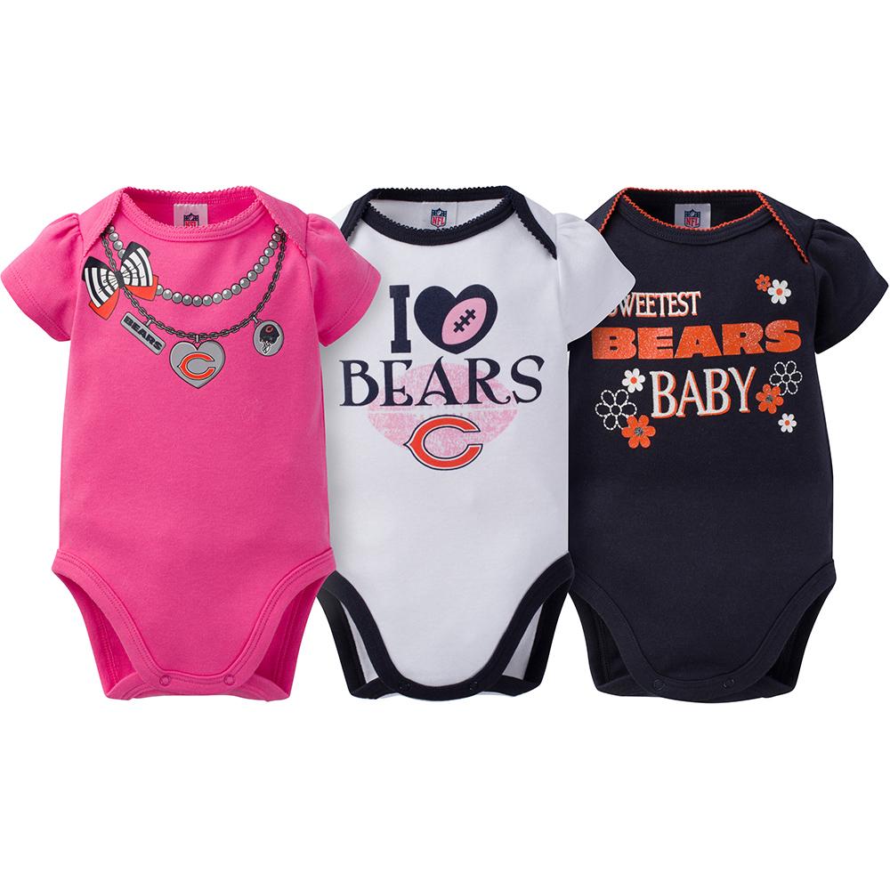 Chicago Bears 3-Pack Infant Girl Short Sleeve Bodysuits