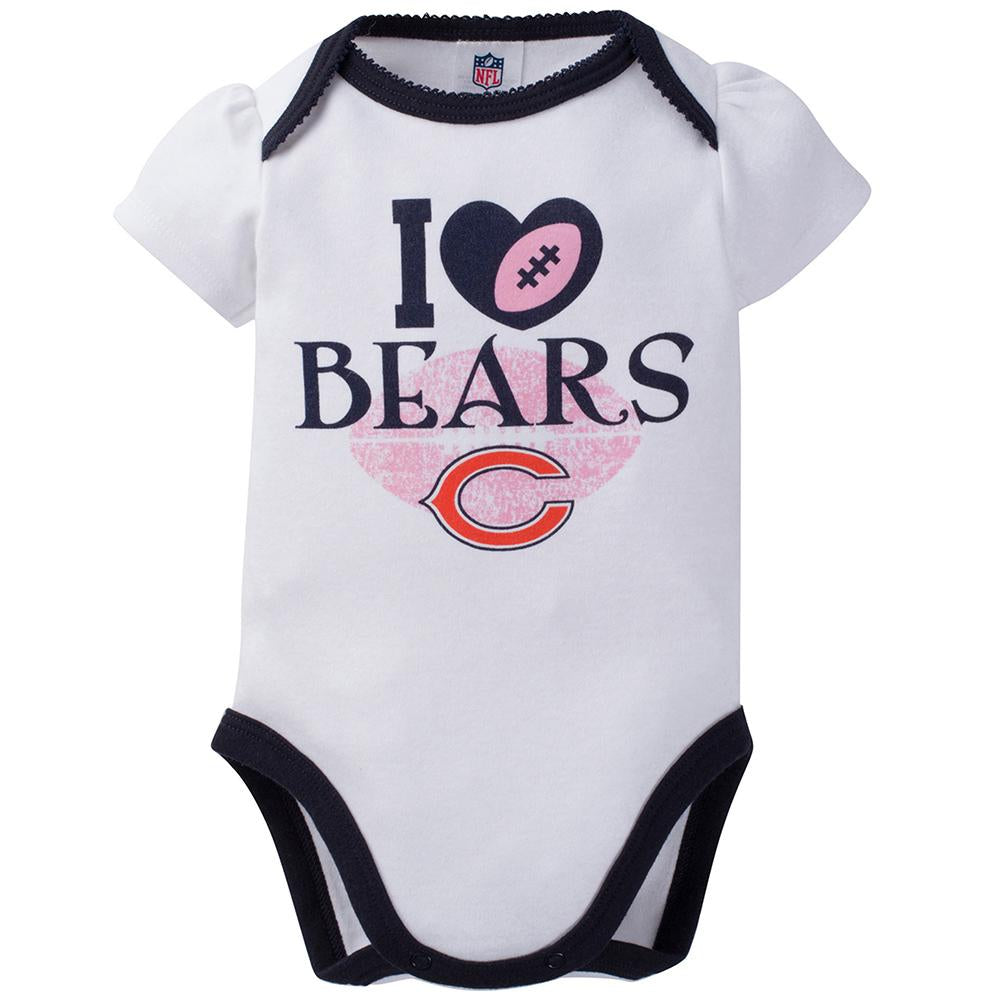 Chicago Bears 3-Pack Infant Girl Short Sleeve Bodysuits, view 3
