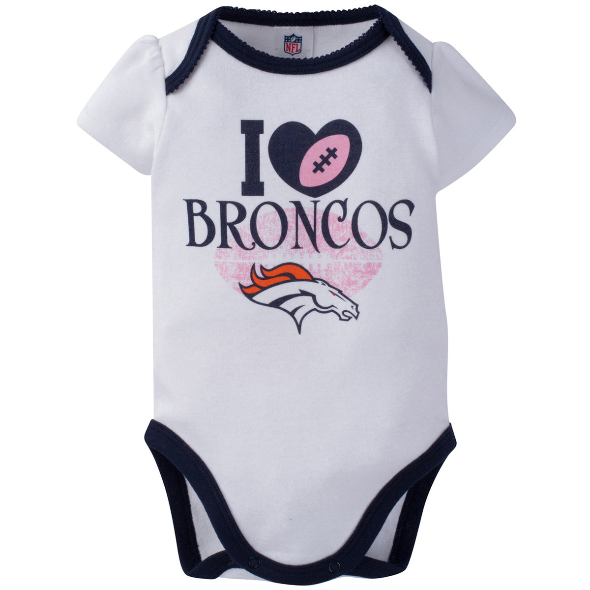 Denver Broncos 3-Pack Infant Girl Short Sleeve Bodysuits, view 2
