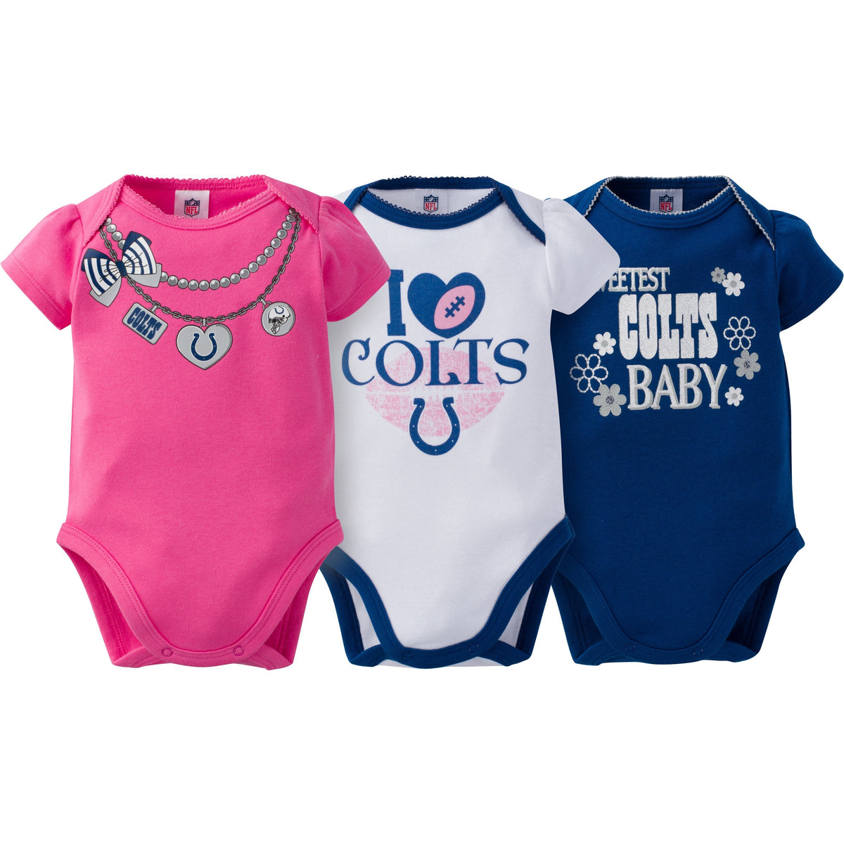 Indianapolis Colts 3-Pack Infant Girl Short Sleeve Bodysuits, view 5