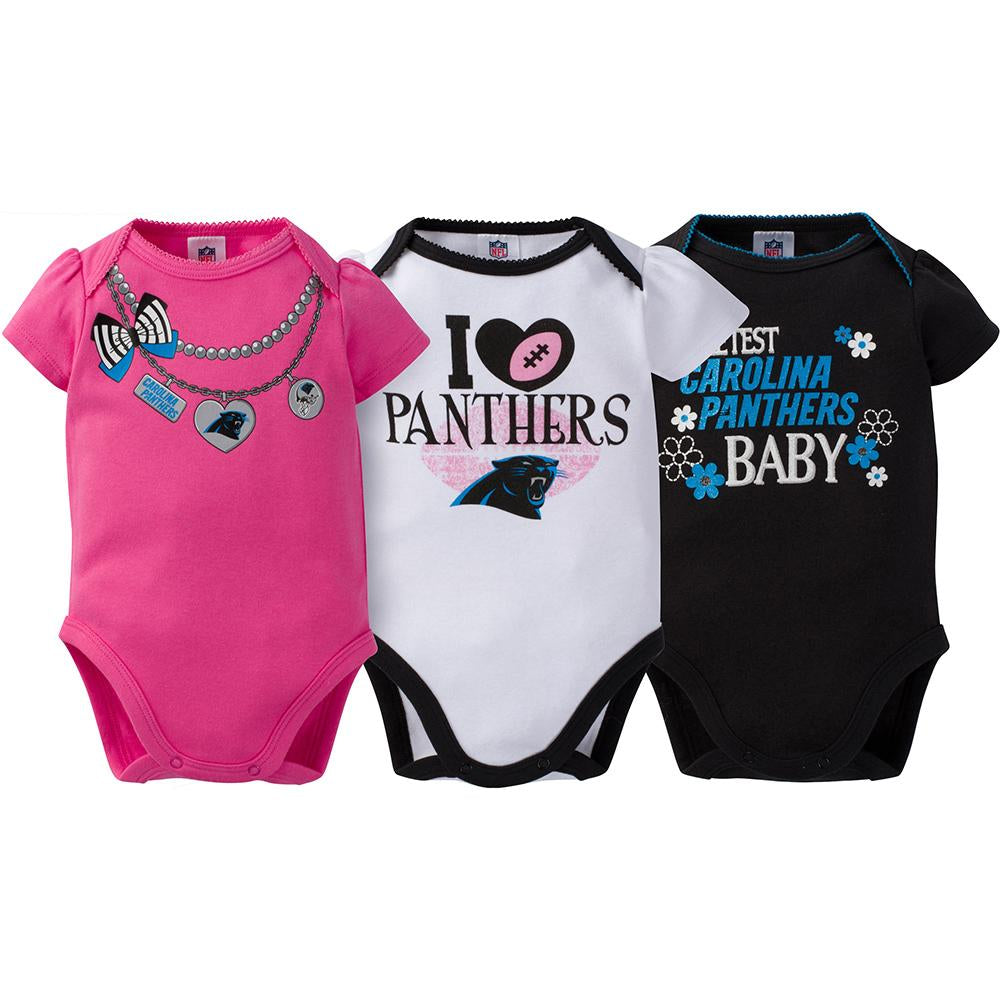 Carolina Panthers 3-Pack Infant Girl Short Sleeve Bodysuits
