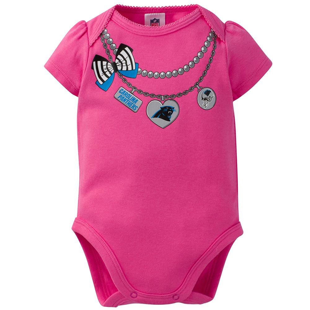 Carolina Panthers 3-Pack Infant Girl Short Sleeve Bodysuits, view 2