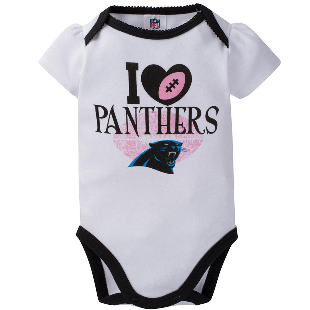 Carolina Panthers 3-Pack Infant Girl Short Sleeve Bodysuits, view 3