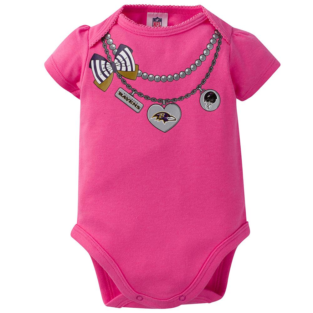 Baltimore Ravens 3-Pack Infant Girl Short Sleeve Bodysuits, view 2
