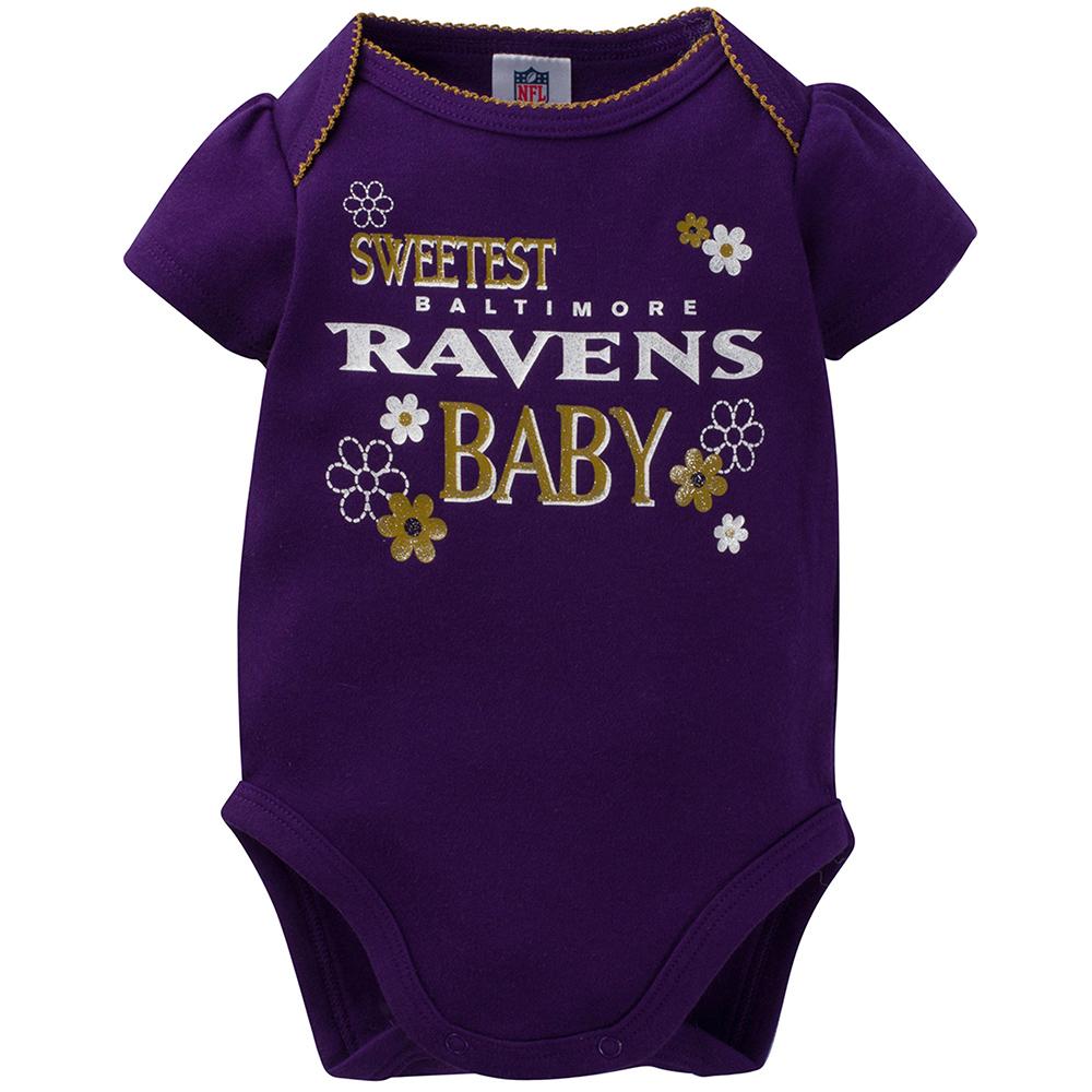 Baltimore Ravens 3-Pack Infant Girl Short Sleeve Bodysuits, view 4