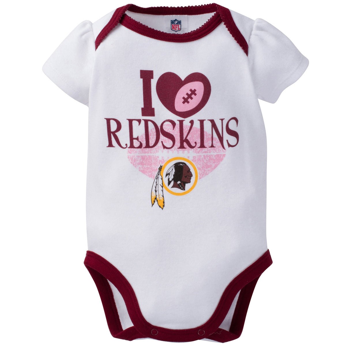 Washington Redskins 3-Pack Infant Girl Short Sleeve Bodysuits, view 4