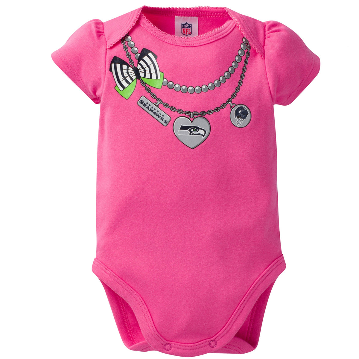 Seattle Seahawks 3-Pack Infant Girl Short Sleeve Bodysuits, view 3