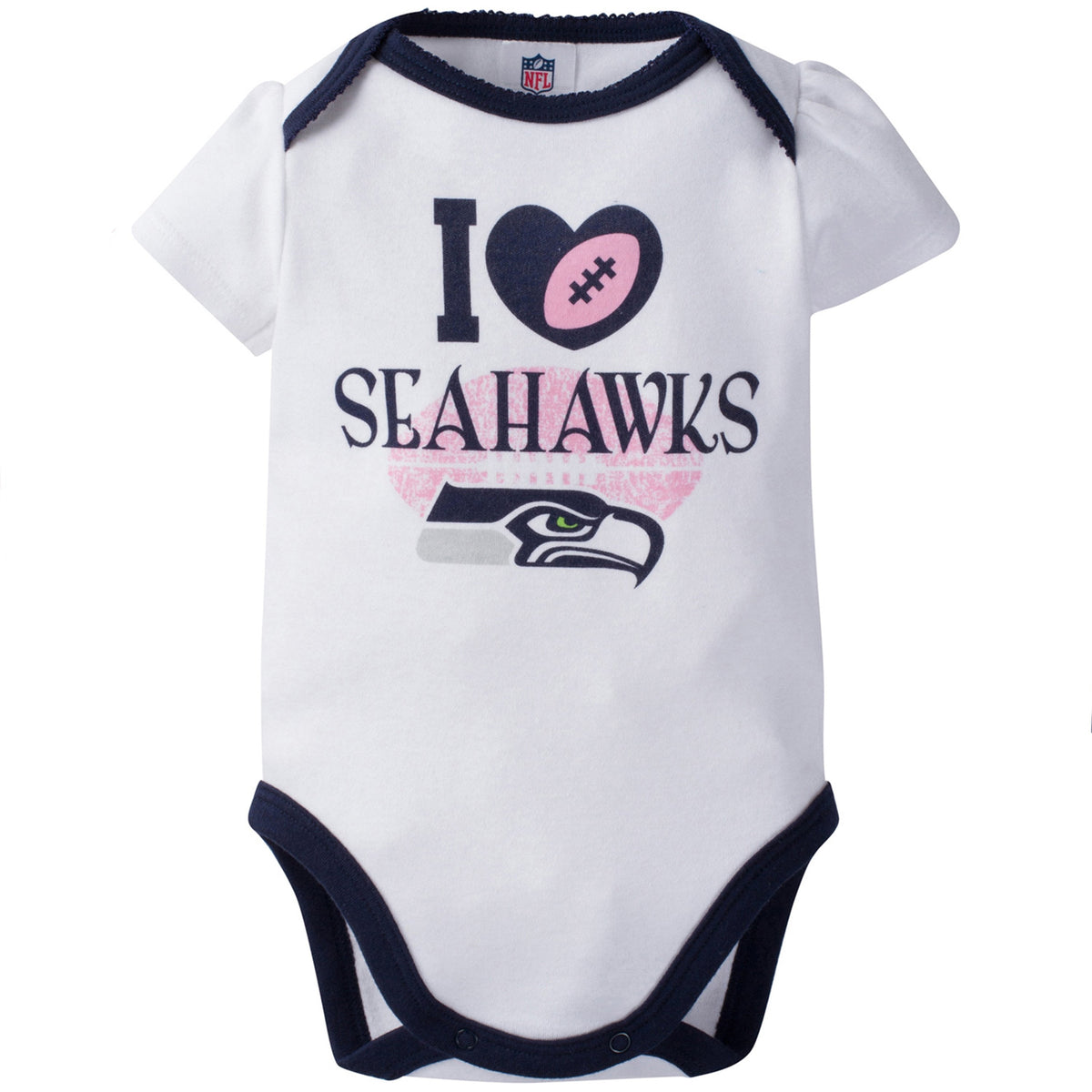 Seattle Seahawks 3-Pack Infant Girl Short Sleeve Bodysuits, view 4