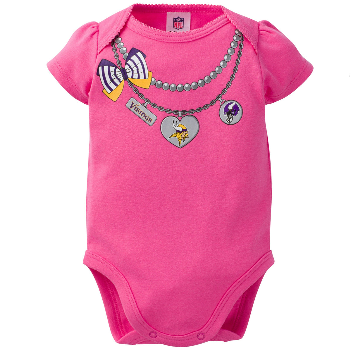 Minnesota Vikings 3-Pack Infant Girl Short Sleeve Bodysuits, view 4