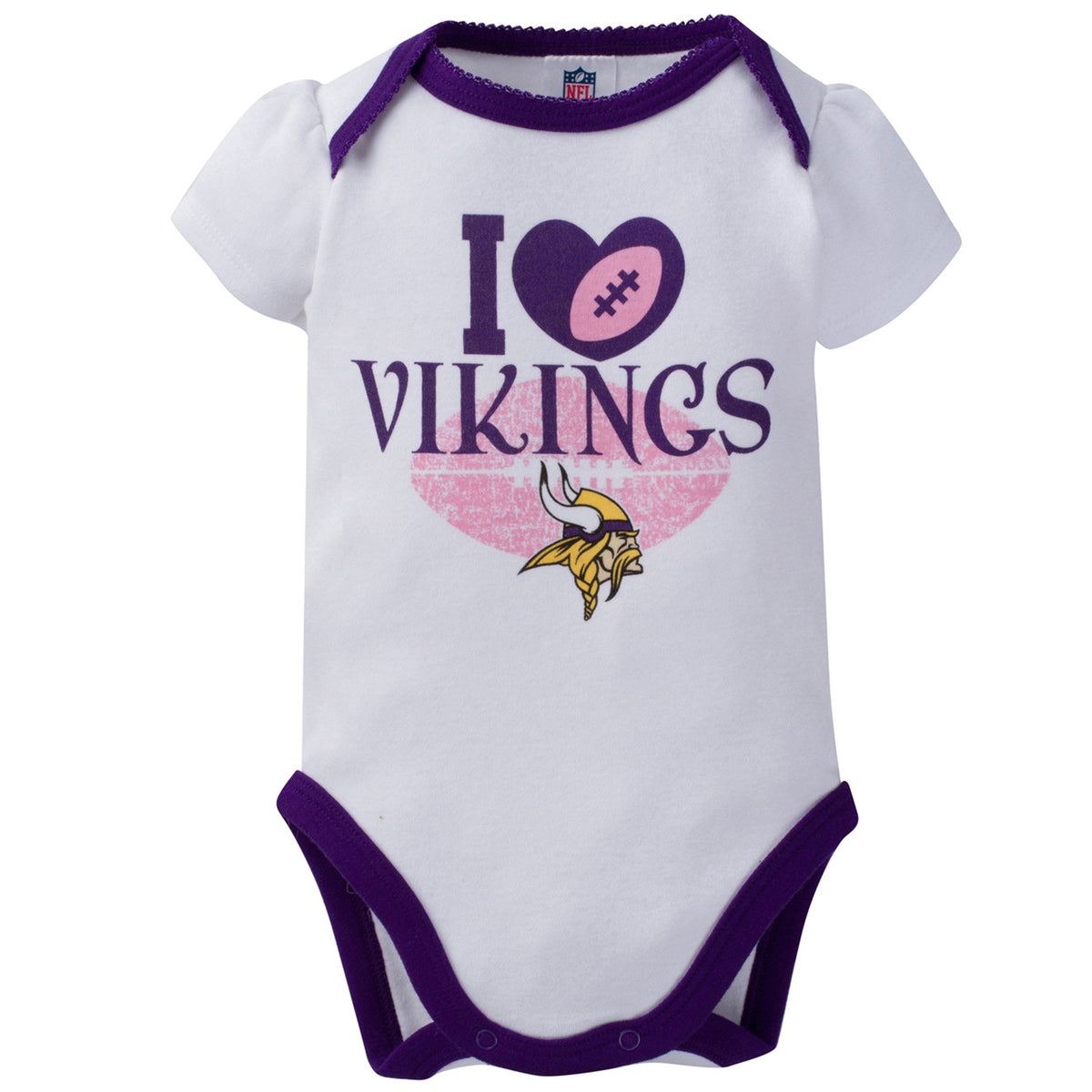 Minnesota Vikings 3-Pack Infant Girl Short Sleeve Bodysuits, view 5