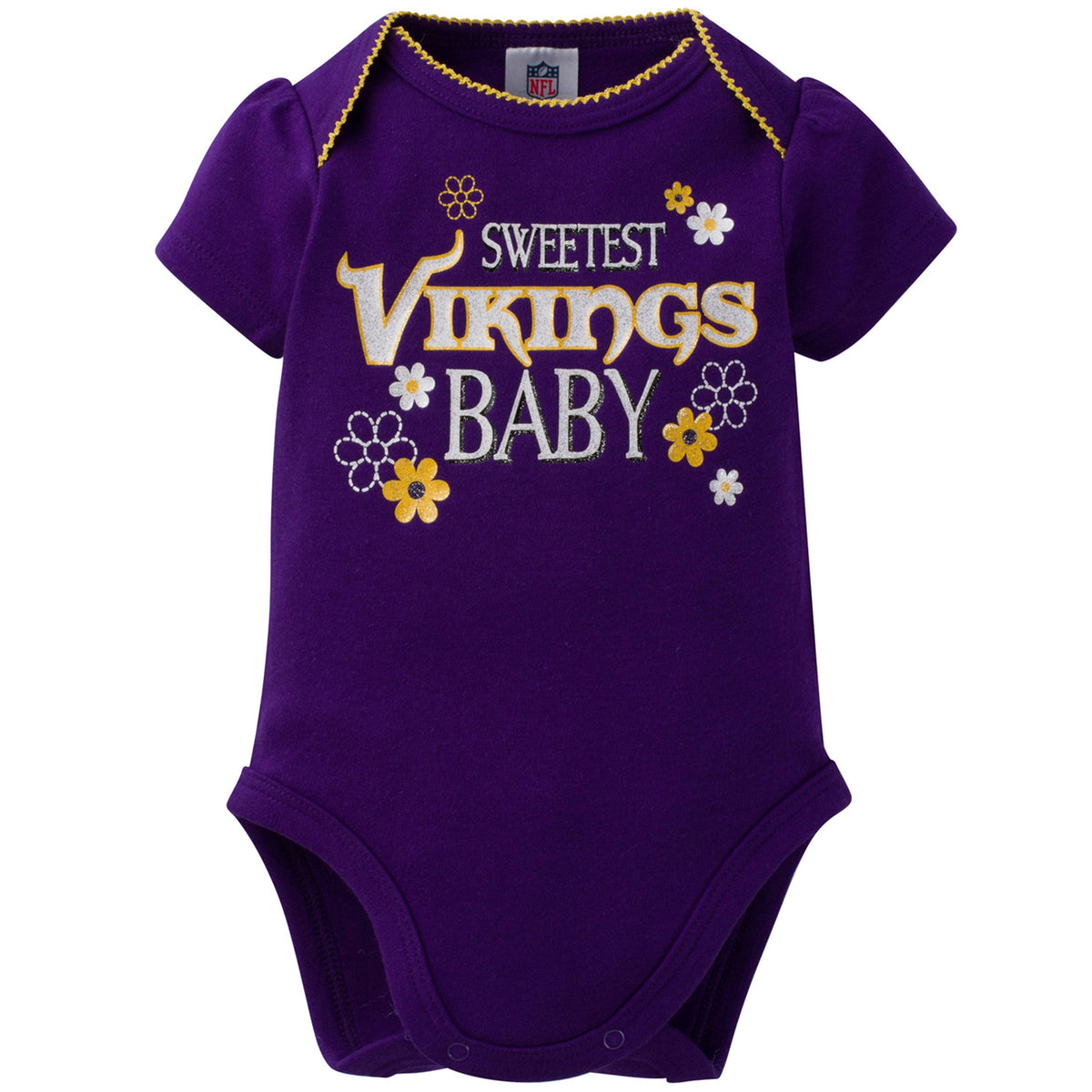 Minnesota Vikings 3-Pack Infant Girl Short Sleeve Bodysuits, view 2
