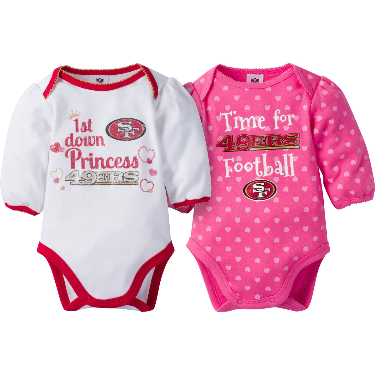 San Francisco 49ers 2-Pack Infant Girl Long Sleeve Bodysuits