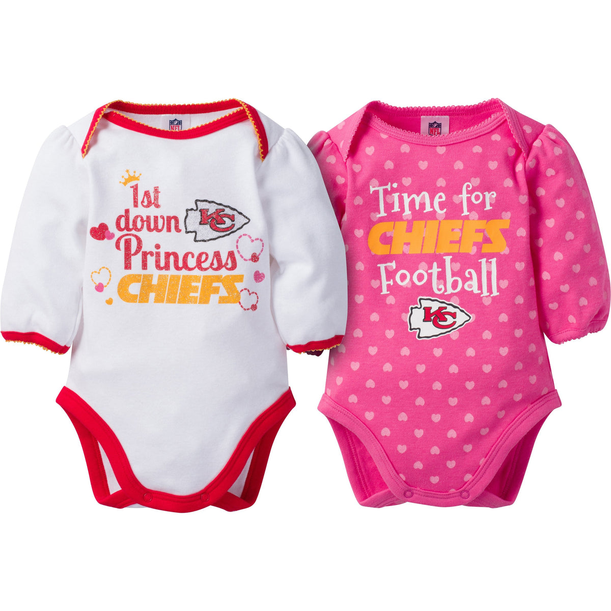 Kansas City Chiefs 2-Pack Infant Girl Long Sleeve Bodysuits