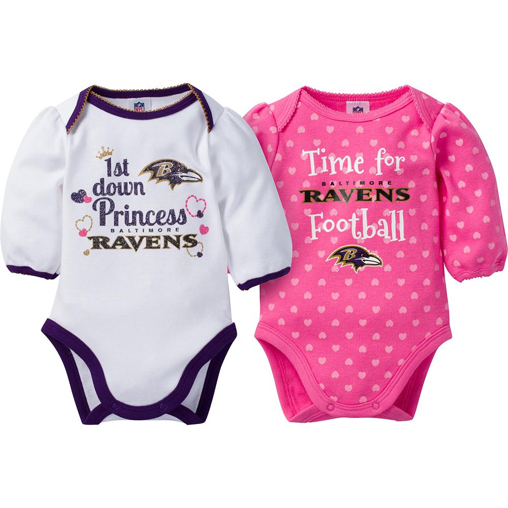 Baltimore Ravens 2-Pack Infant Girl Long Sleeve Bodysuits