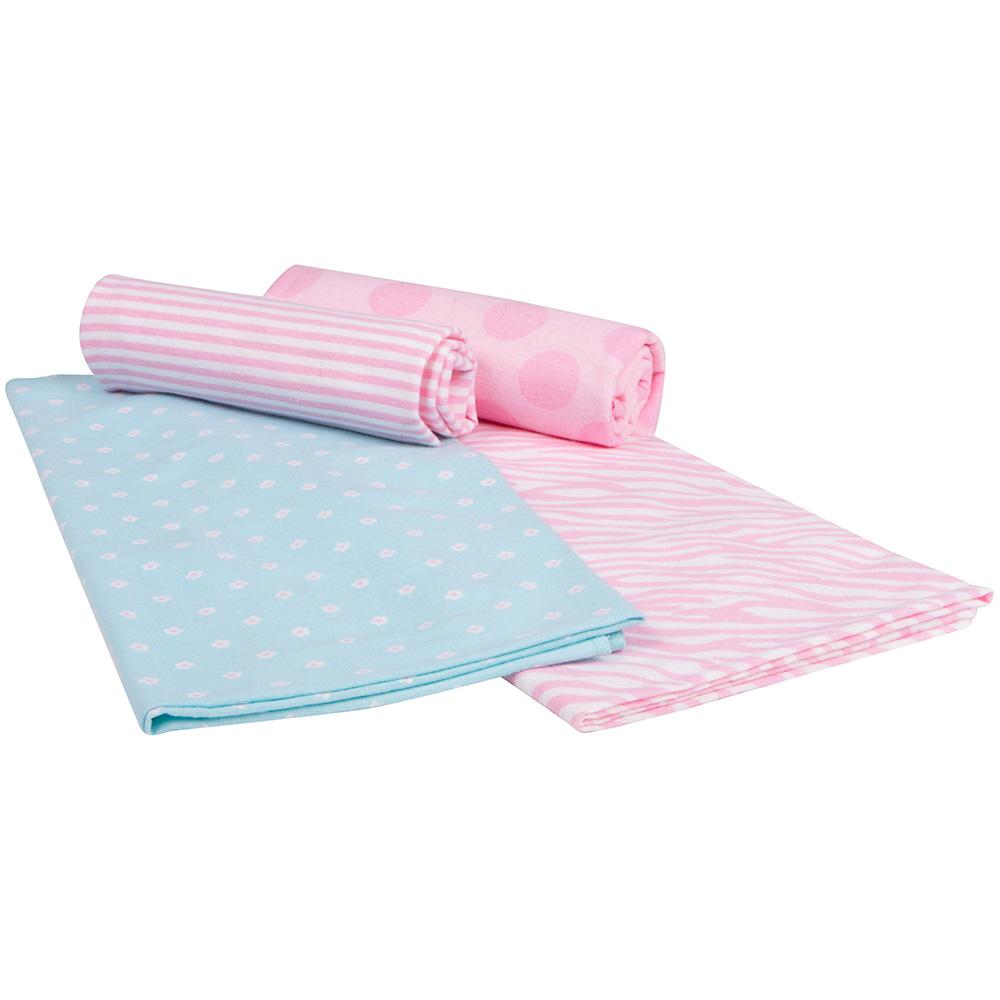 4-Pack Girls Pink Print Flannel Receiving Blankets