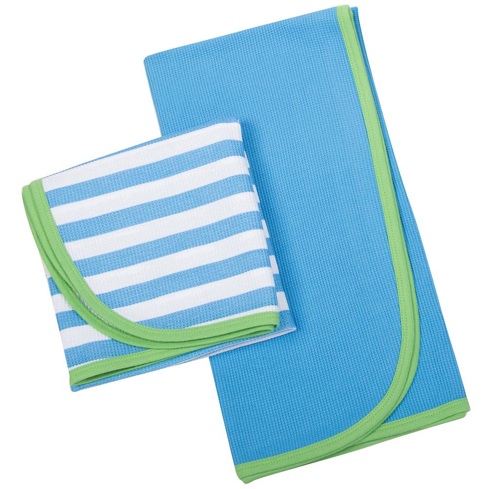 2-Pack Boys Blue & Green Thermal Receiving Blankets