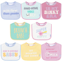 8-Pack Baby Girls Super Happy Drooling Bibs