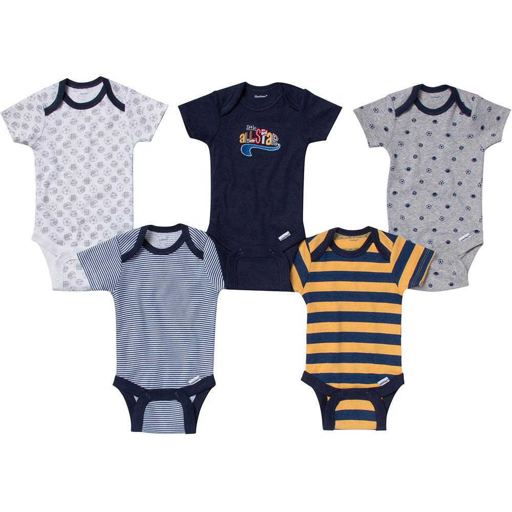 5-Pack Boys Sports Onesies&reg; Brand Short Sleeve Bodysuits
