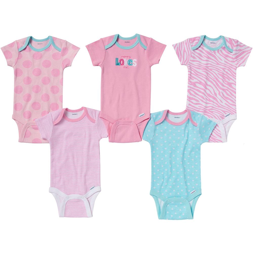 5-Pack Girls Onesies&reg; Brand Short Sleeve Bodysuits