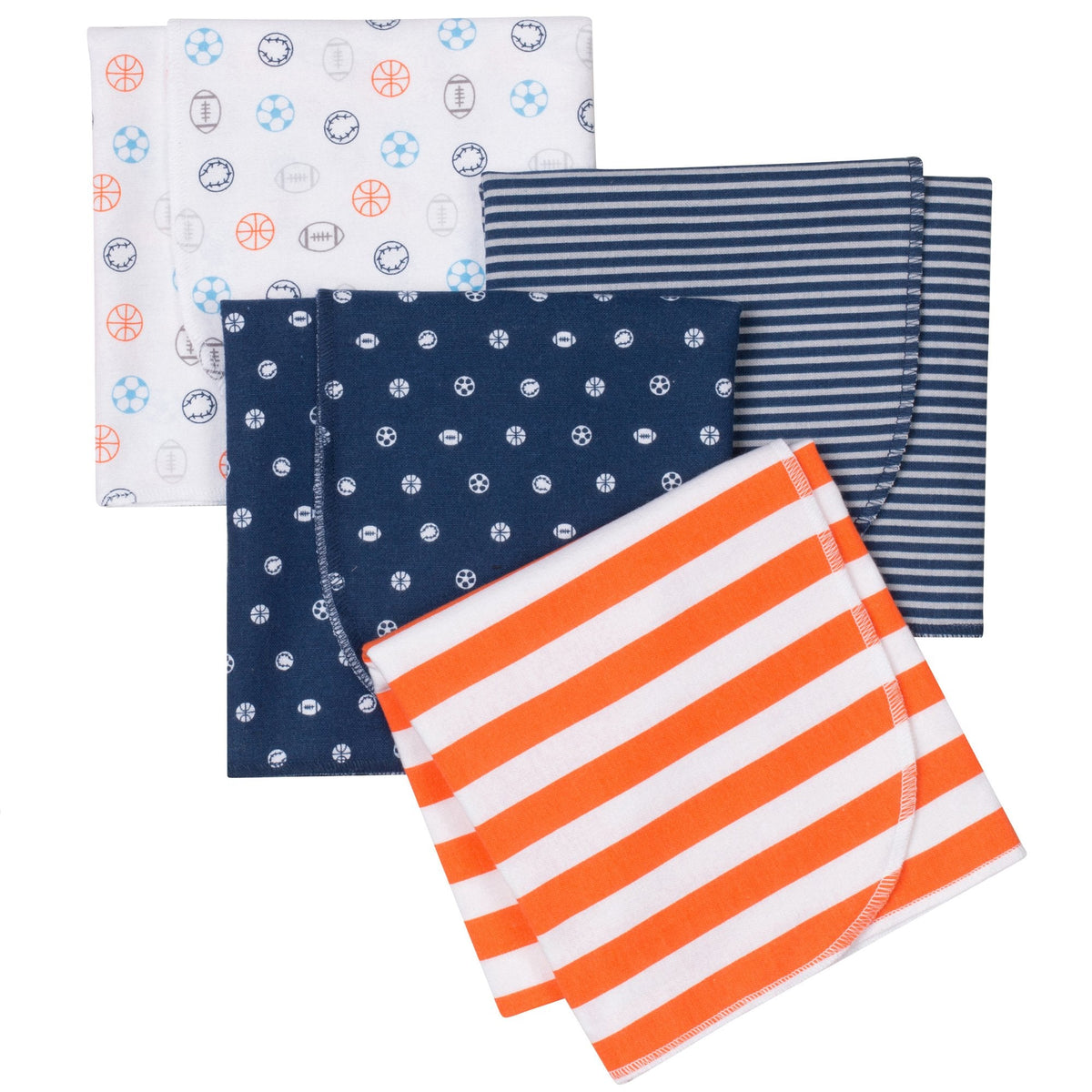 4-Pack Boys Sports Flannel Receiving Blankets