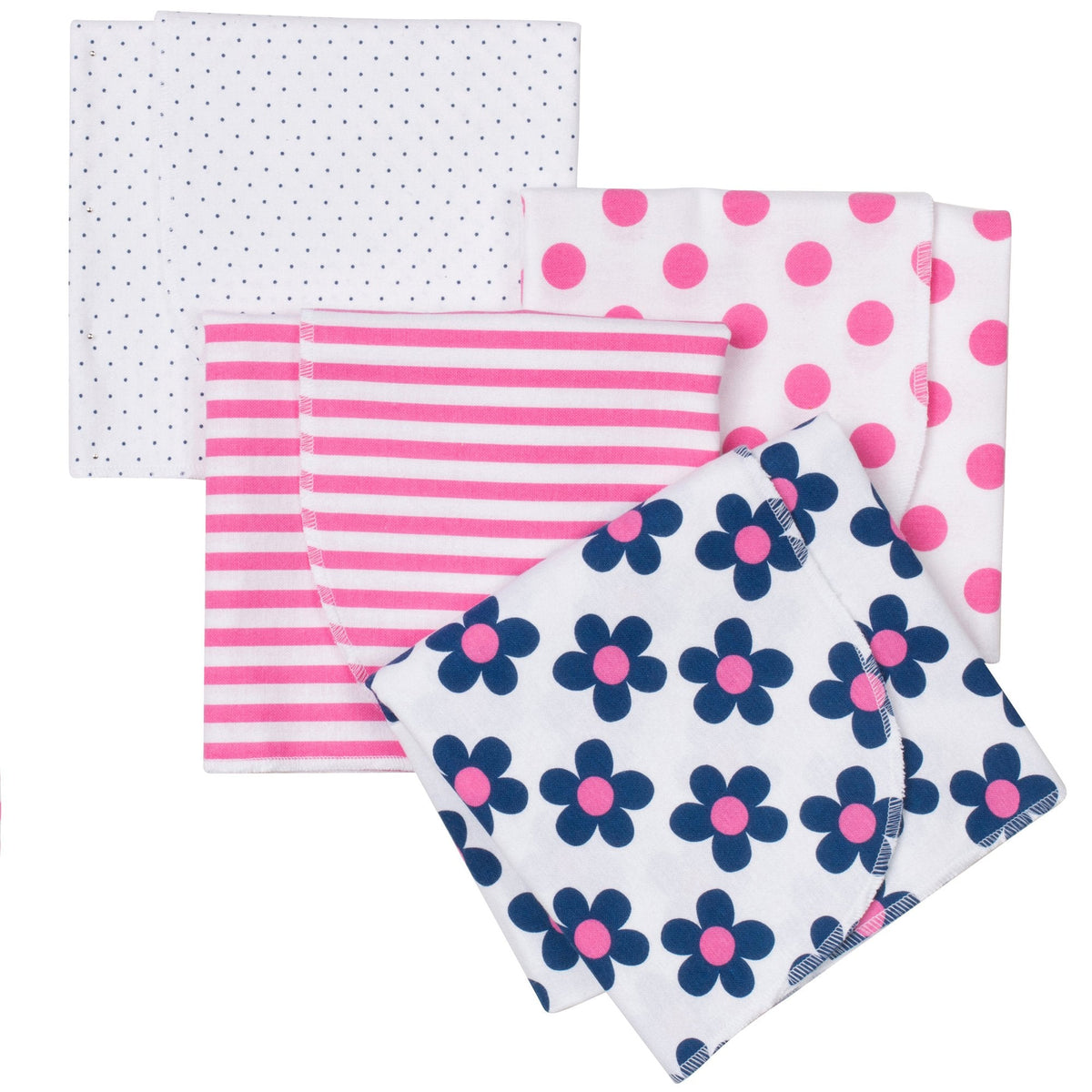 4-Pack Girls Flowers Flannel Receiving Blankets