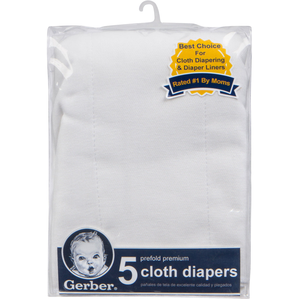 5-Pack Premium White Prefold Gauze Diapers, view 2