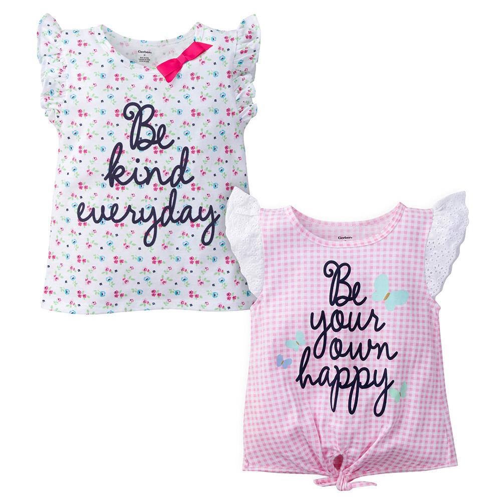 2-Pack Infant & Toddler Girls Floral & Gingham Fashion Tops