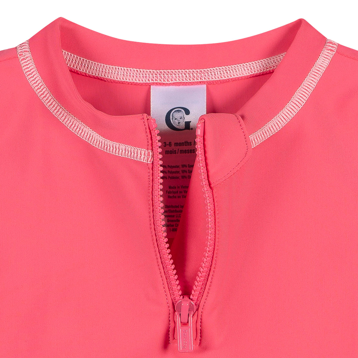 Baby & Toddler Girls Pink Rashguard Suit, close-up detail 2