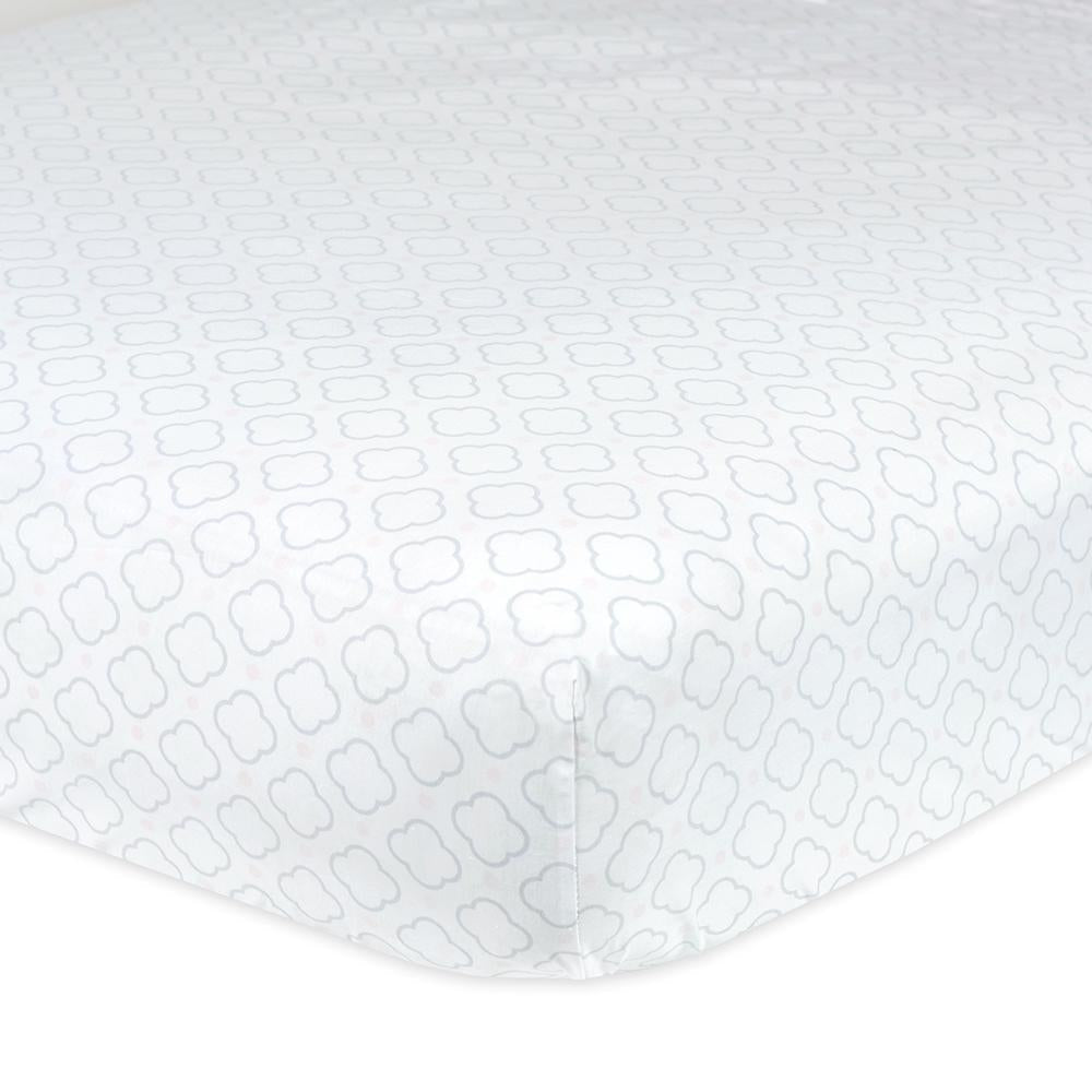 1-Pack Neutral White & Grey Geo Print Fitted Crib Sheet