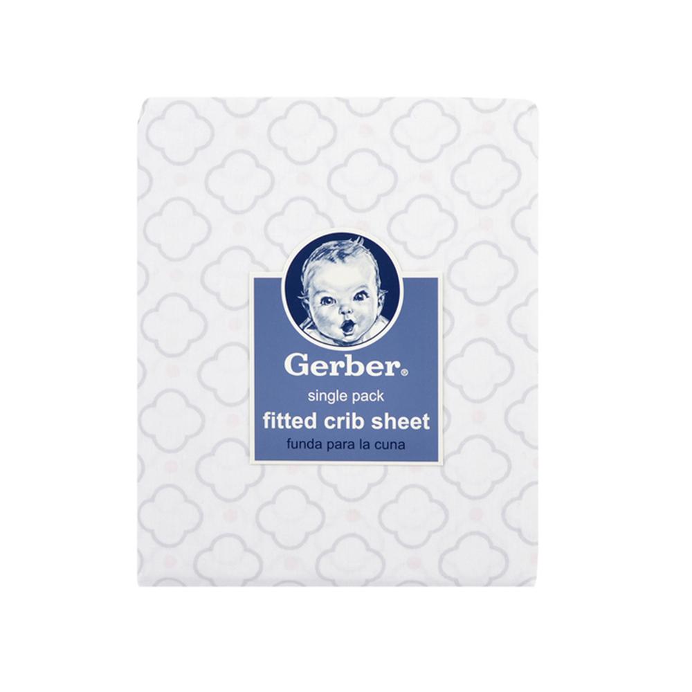1-Pack Neutral White & Grey Geo Print Fitted Crib Sheet, view 2