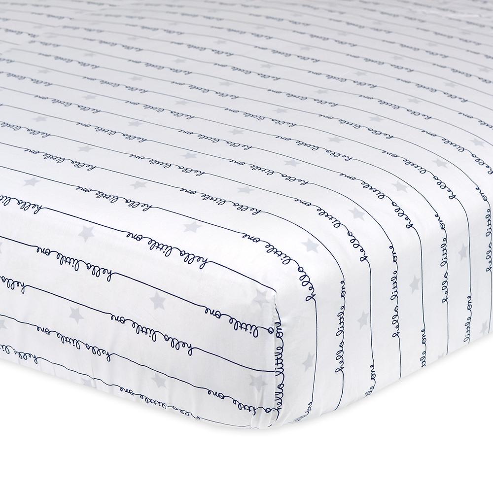 1-Pack Boys Navy Script Fitted Crib Sheet