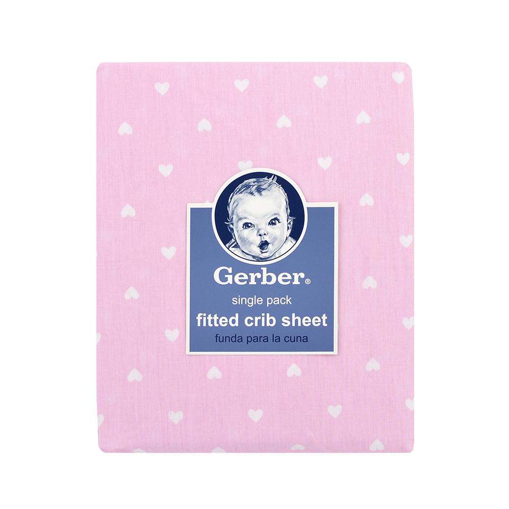 1-Pack Girls Pink Hearts Fitted Crib Sheet, view 2