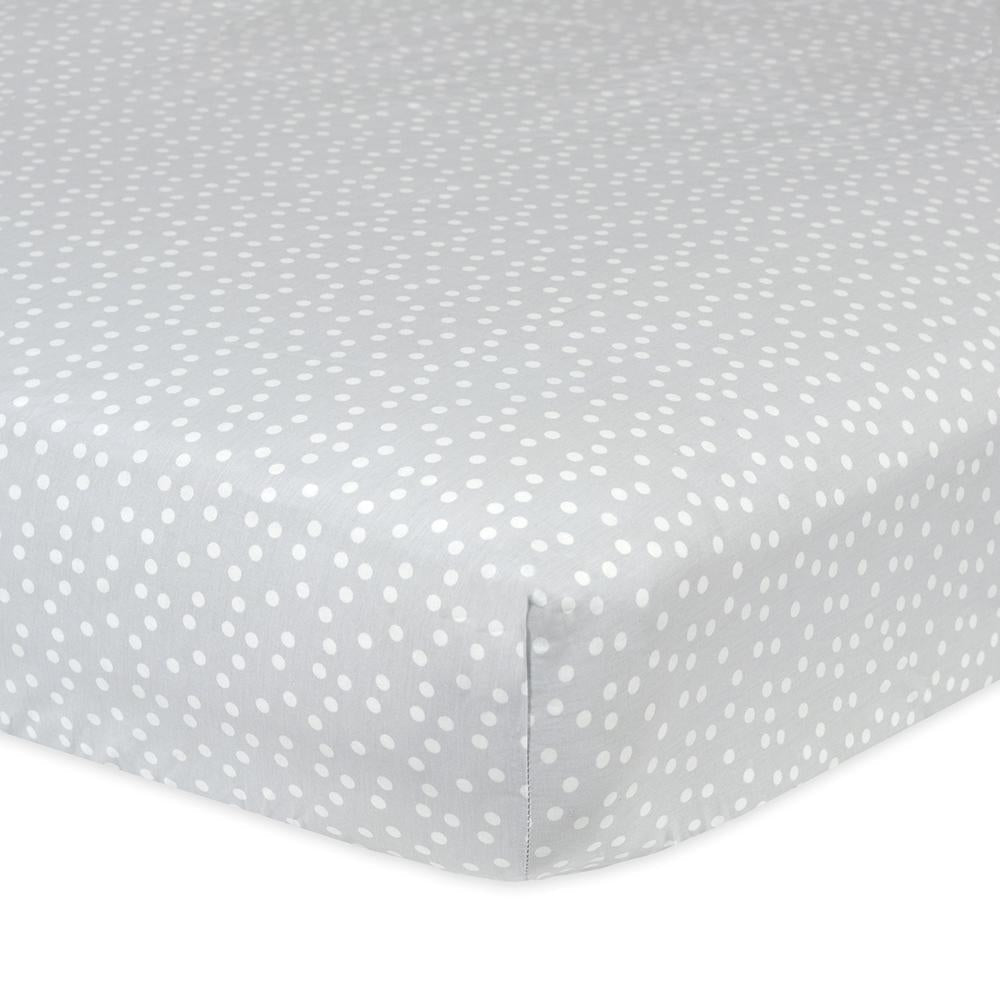 1-Pack Neutral Grey Dot Fitted Crib Sheet