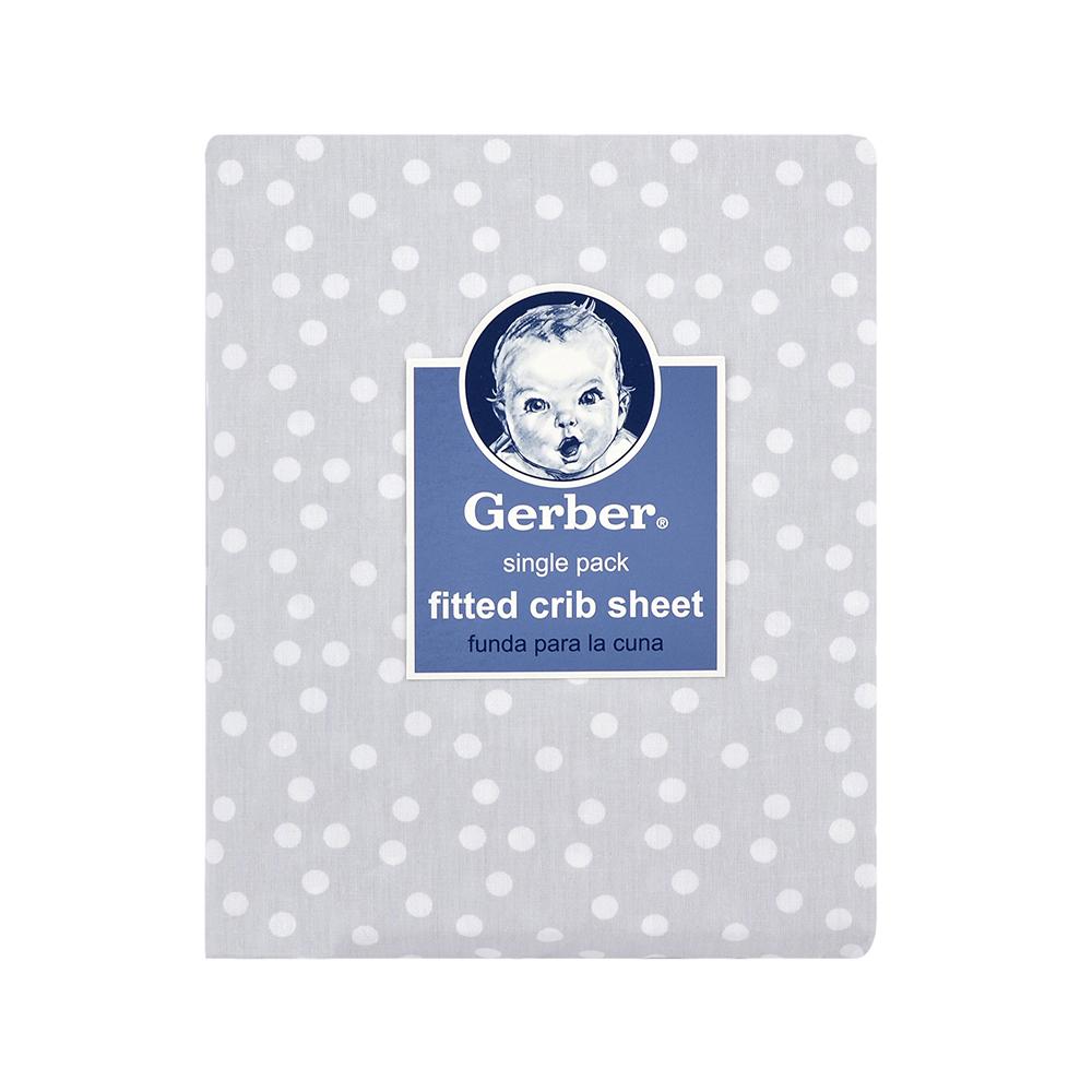 1-Pack Neutral Grey Dot Fitted Crib Sheet, view 2
