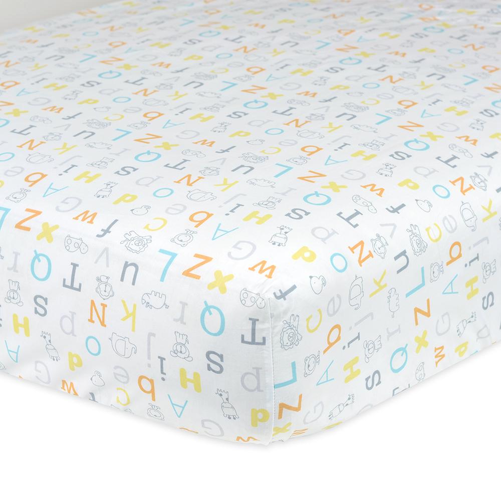 1-Pack Neutral Alphabet Fitted Crib Sheet