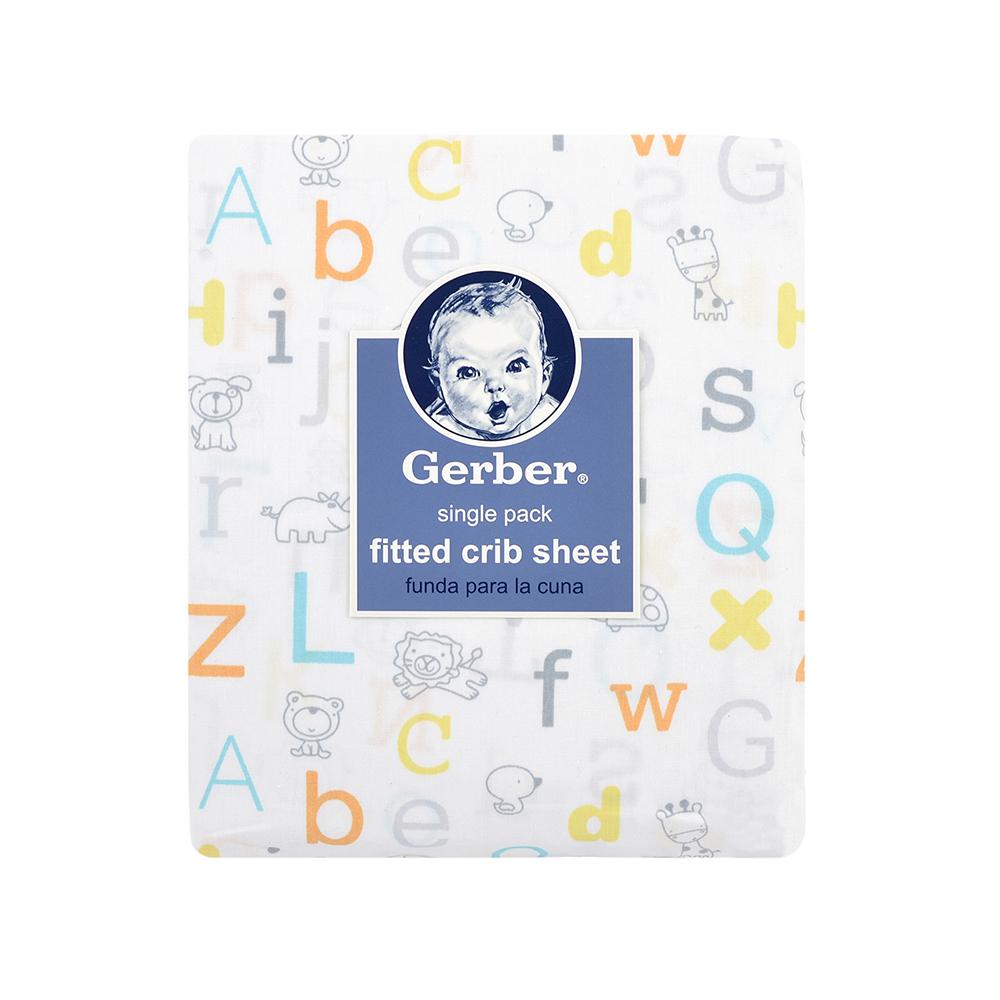 1-Pack Neutral Alphabet Fitted Crib Sheet, view 2