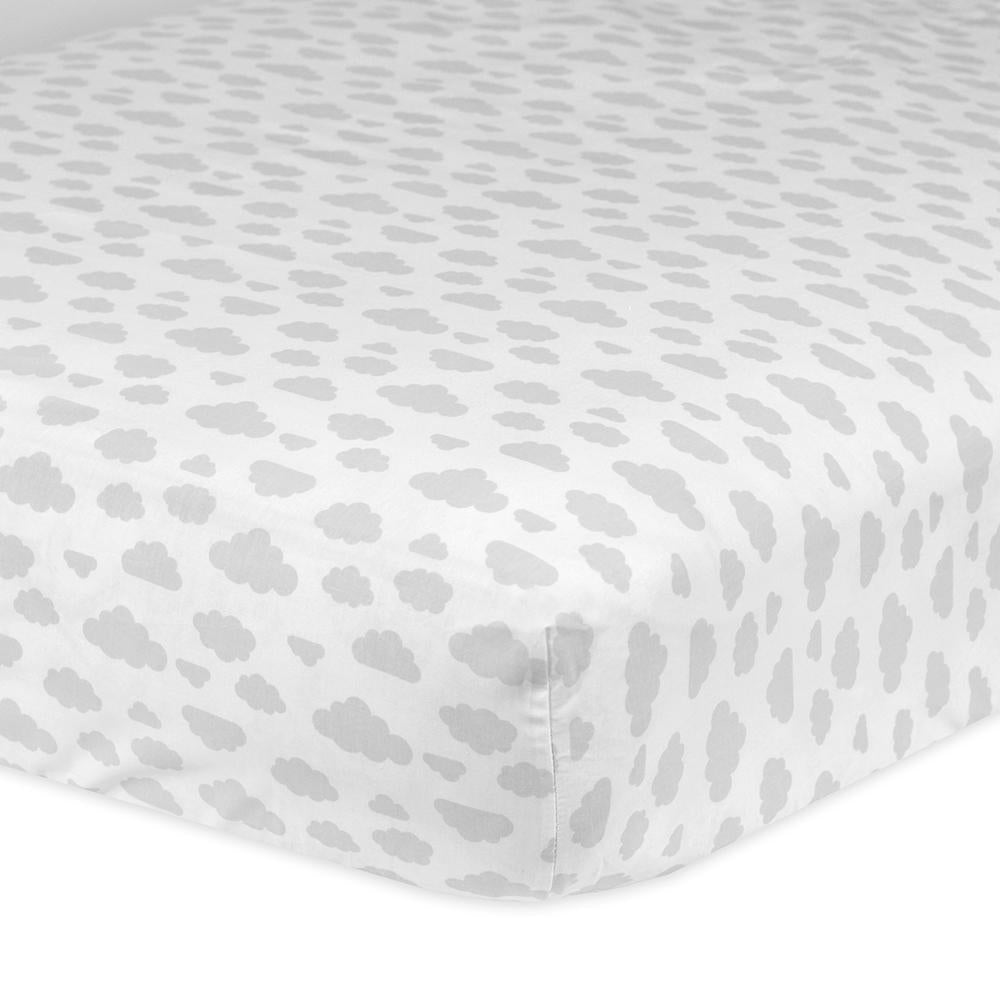 1-Pack Neutral Grey Cloud Fitted Crib Sheet