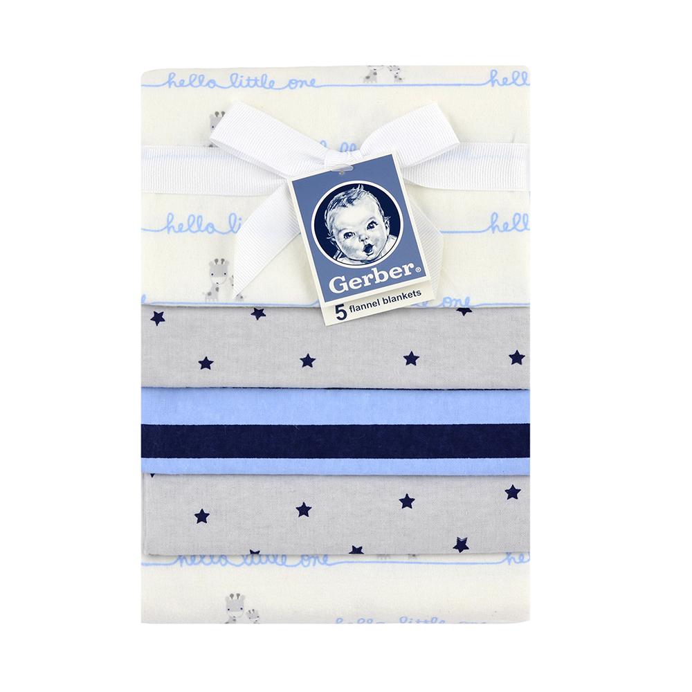 5-Pack Boys Giraffe Flannel Receiving Blankets, view 2