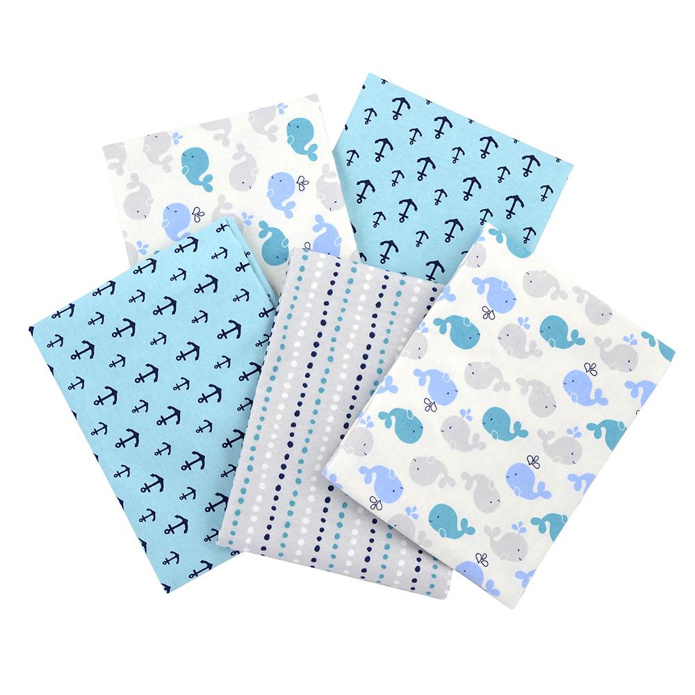 5-Pack Boys Whale Flannel Receiving Blankets